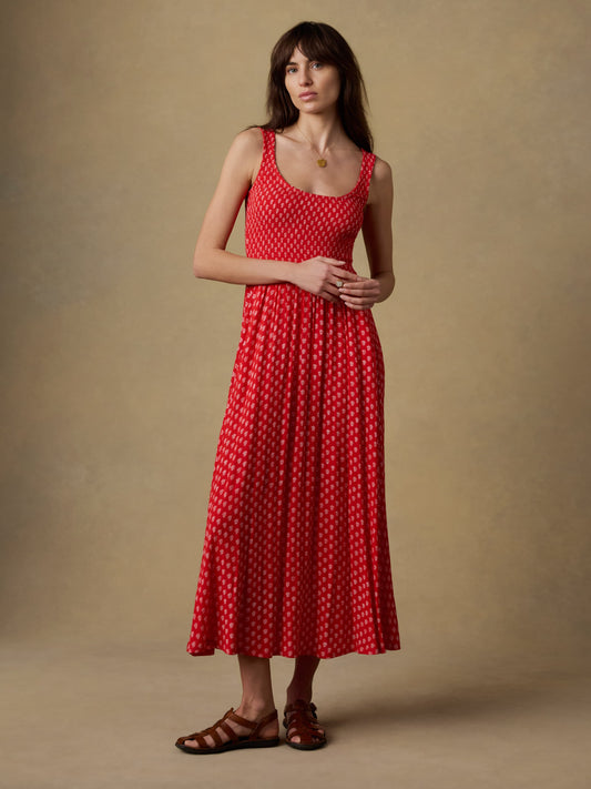 Sophia Smocked Dress - Red Lotus Floral