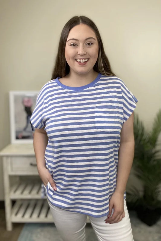 Love Goes Cold Women's Striped Cap Sleeve Top