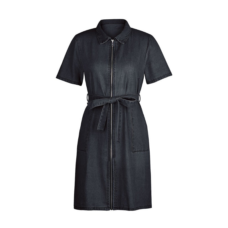 Beth Dutton Wardrobe Short Sleeve Zipper Sexy Pocket Slim Fit Denim Dress