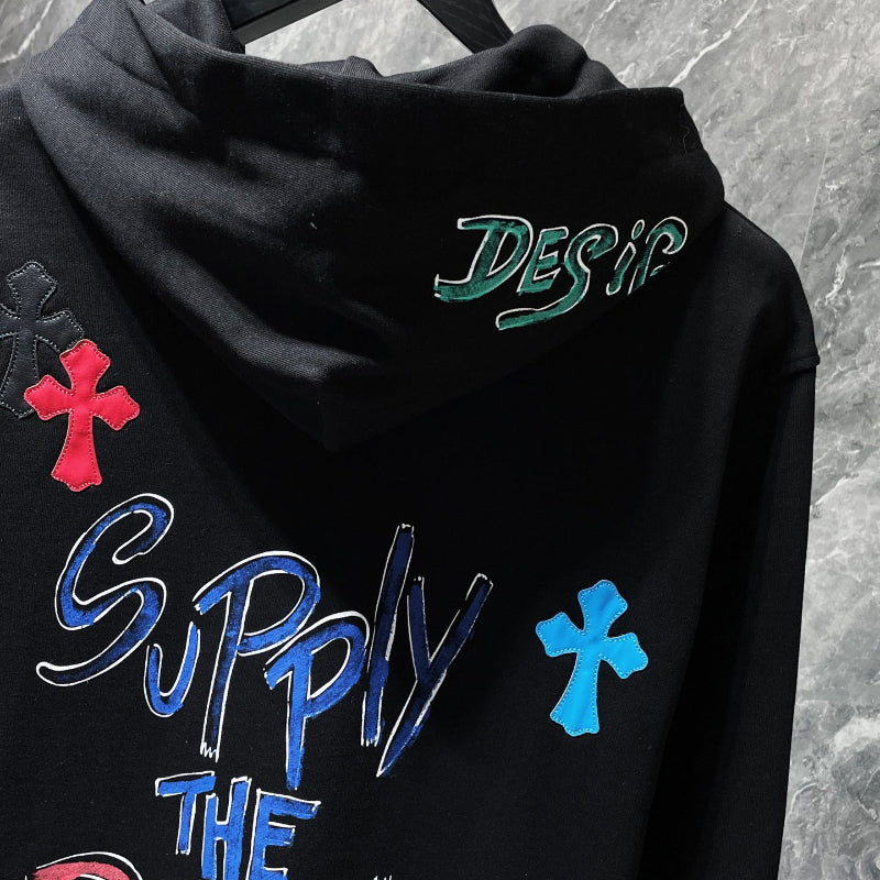 Chh Chrome Hearts Hoodie Color Sanskrit Hand Painted Graffiti Hooded Sweater