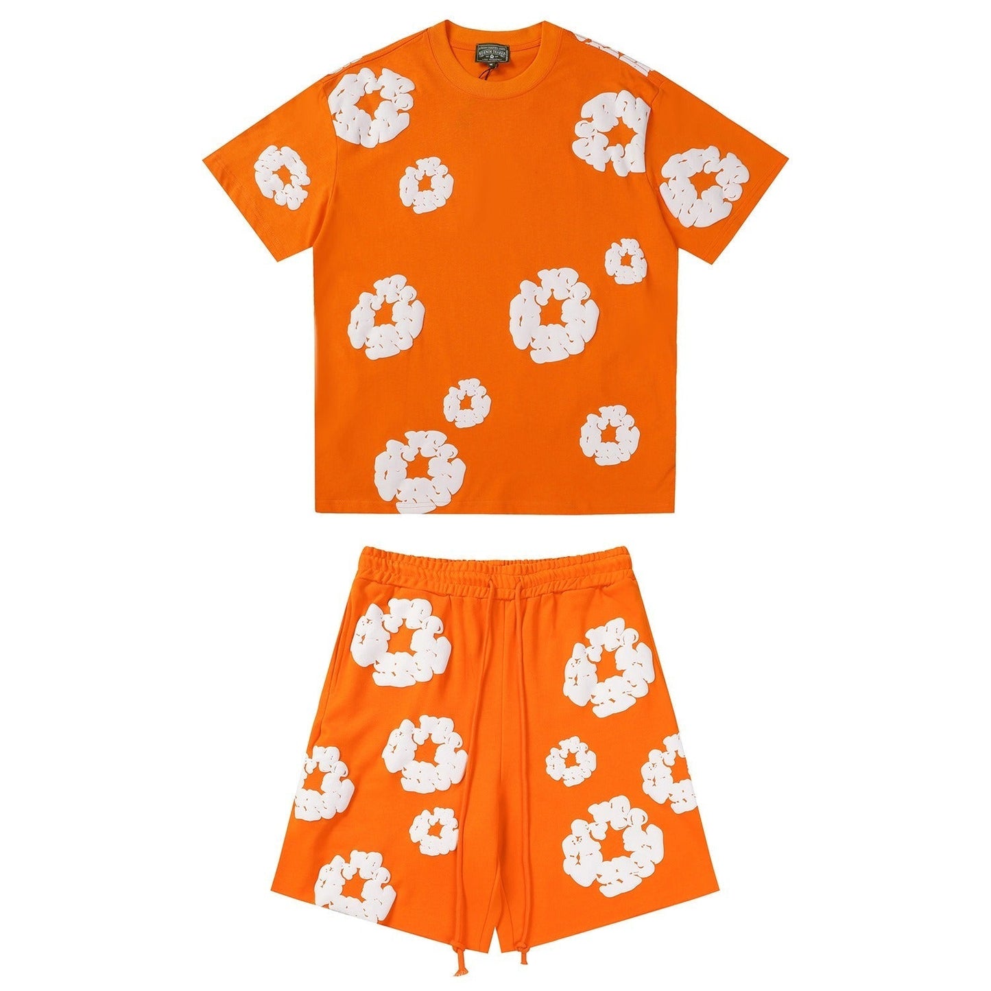 Denim Tears Outfit:T Shirt/Shorts (Separate Purchase Options) Puff Print Short Sleeve T-shirt Loose Couple Shorts Suit