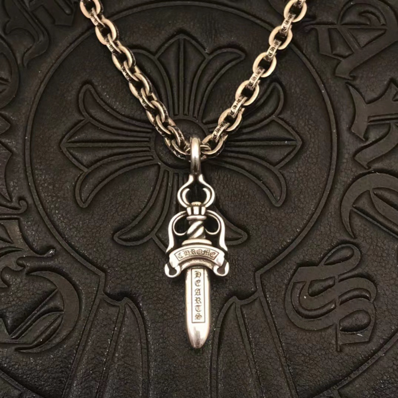Chrome Hearts Necklace Men's and Women's Medium Double Sided Sword Pendant Vintage Style